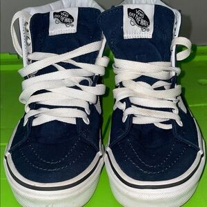 Vans Kids High-Top Sneakers - Dark Blue and White